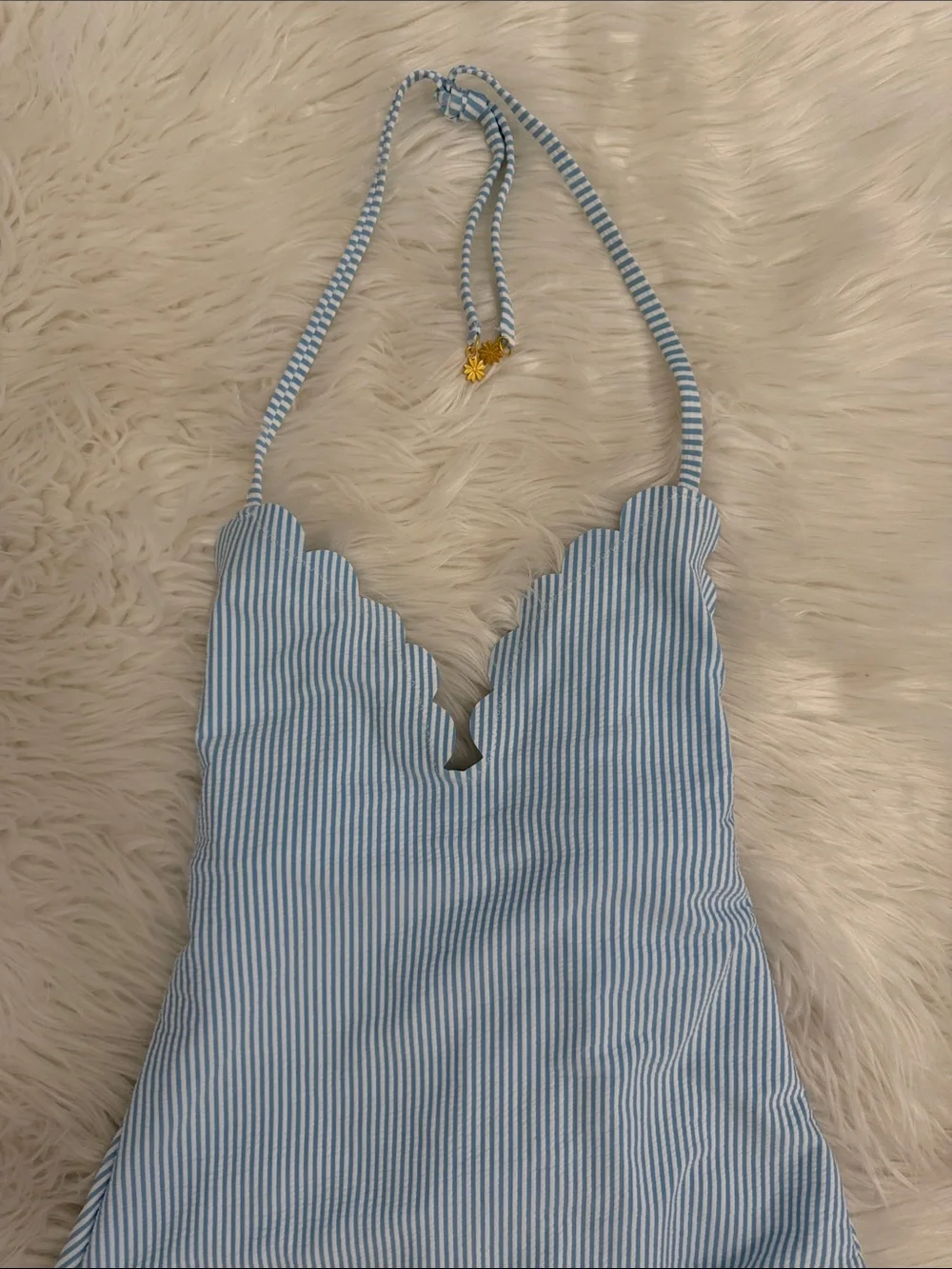 Jessica Simpson Light Blue & White Striped One-Piece Swimsuit size small NWT